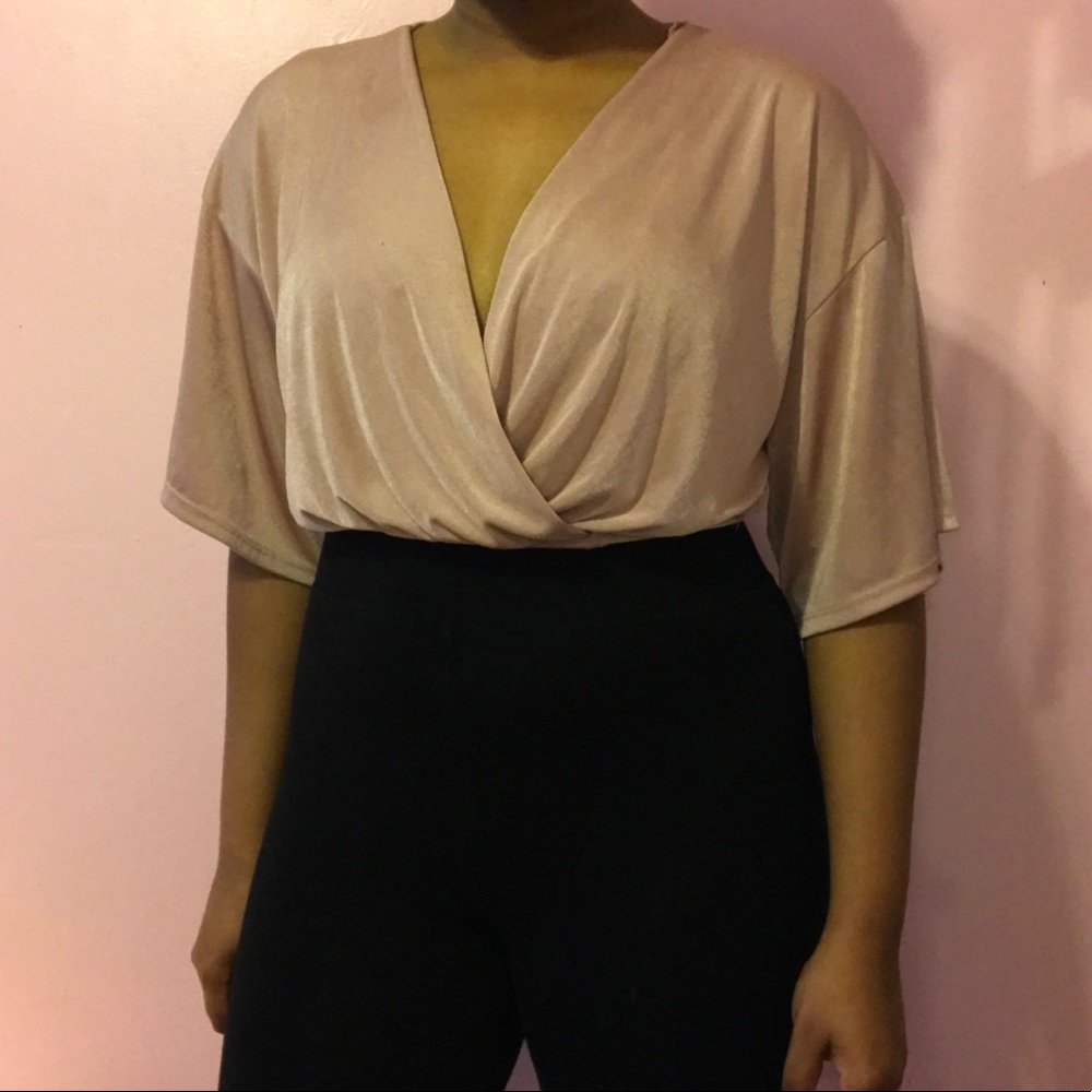 Light Pink Cropped Wrap Top